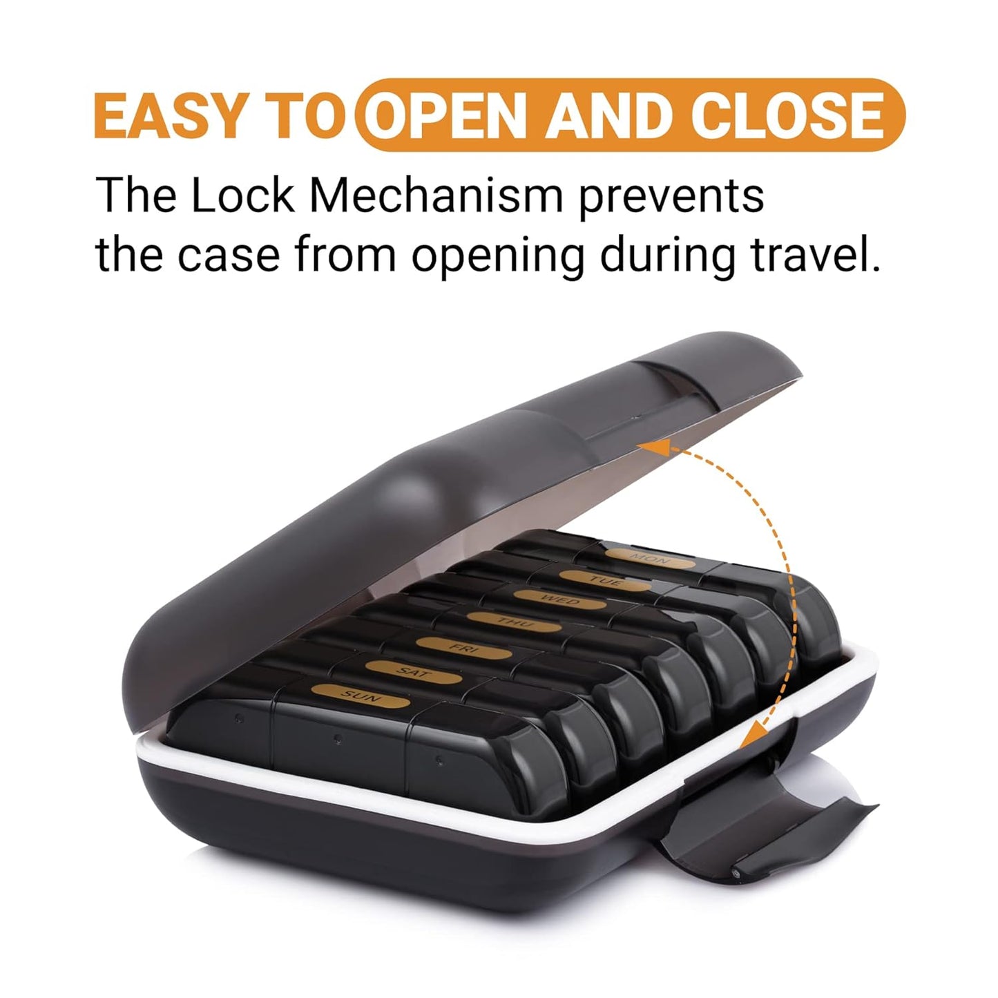 Premium weekly pill organizer 3 times a day, Medicine organizer box| Medicine box, portable travel pill box weekly with large compartments moisture-proof pill case for vitamin, Medicine, pills, supplements (Black-3 Compartment)